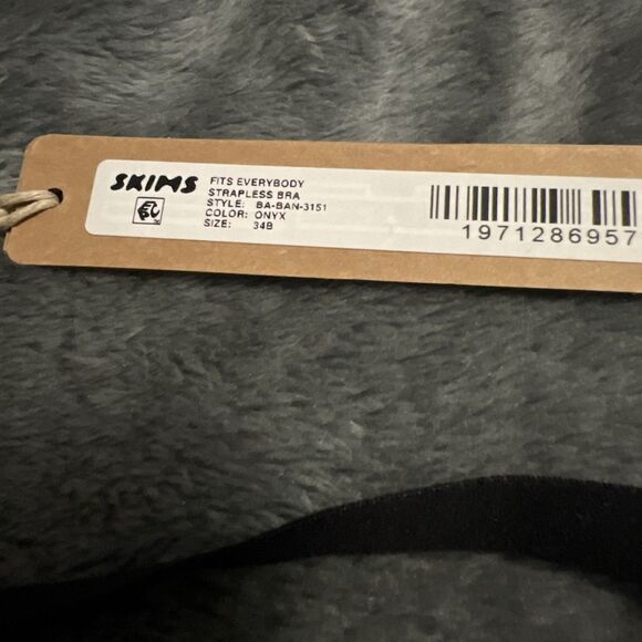 Size 34B Skims Fits Everybody Strapless Underwire Bra ONYX BA-BAN-3151 - Picture 8 of 8